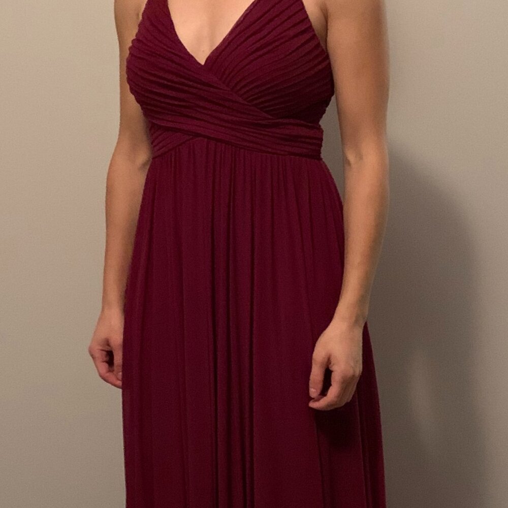 Burgundy chiffon evening gown
